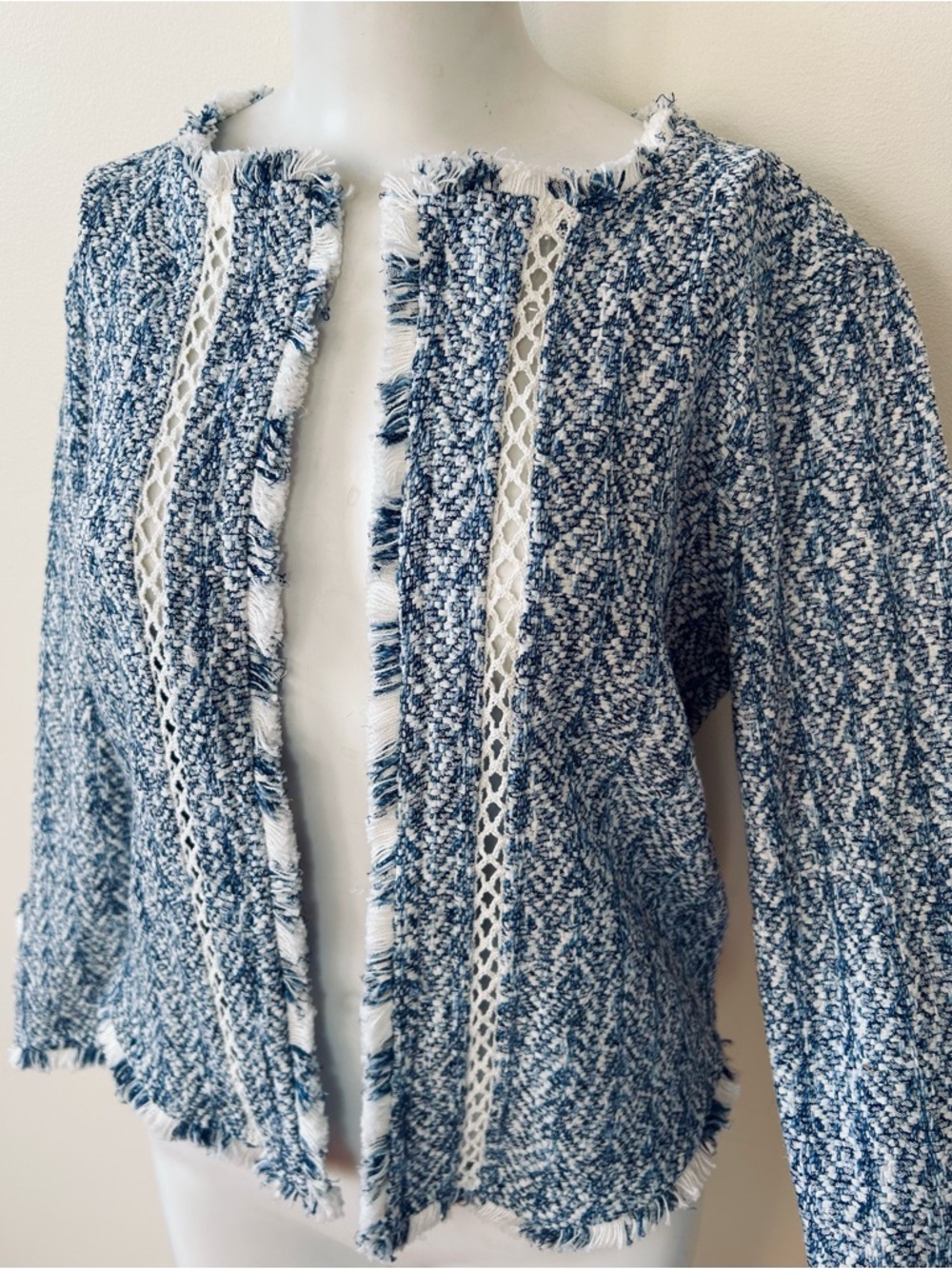 NIC+ZOE sz S / 4 Tweed Boucle Fringe Blazer